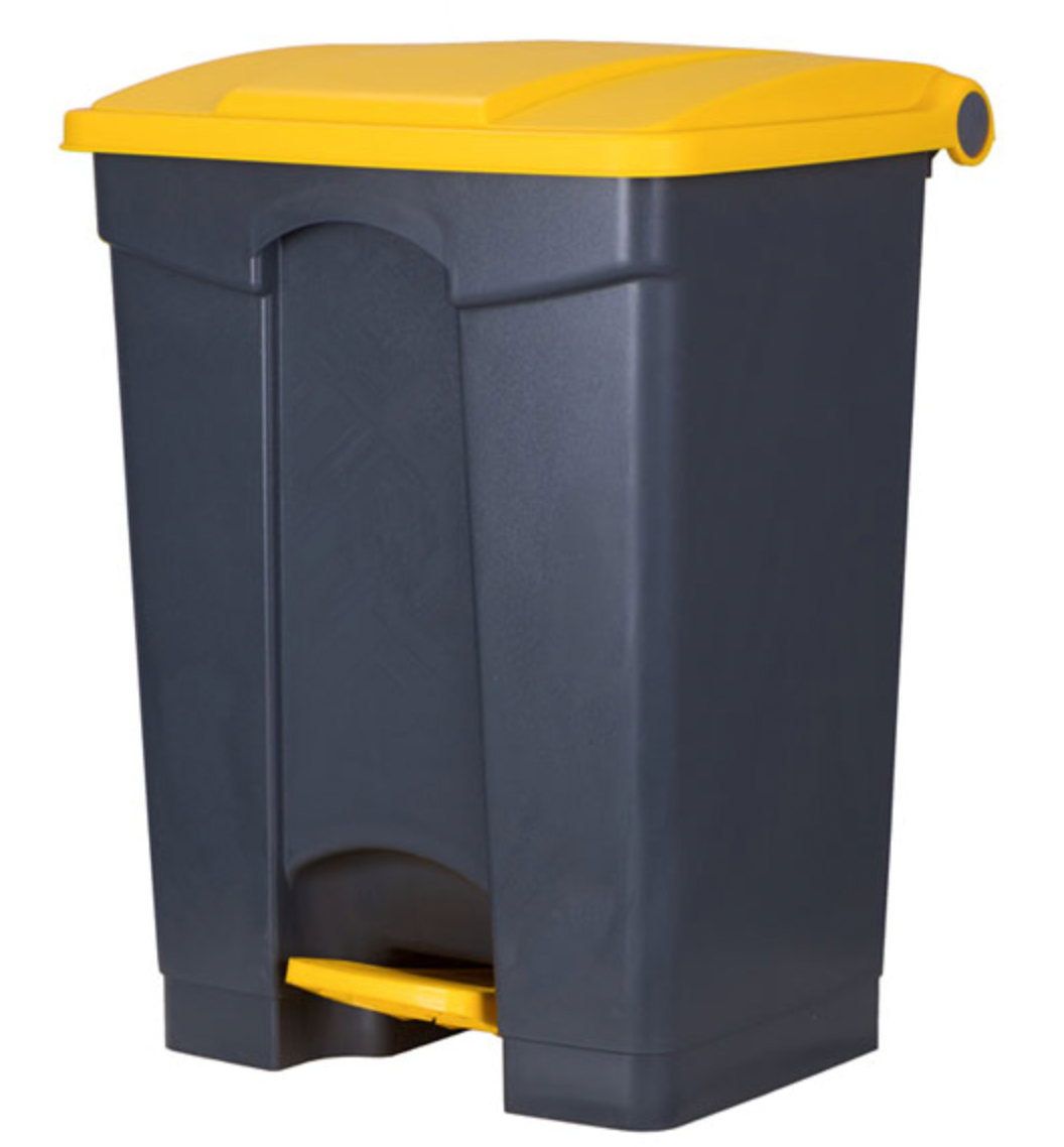 68l Waste Bin With Yellow Lid & Pedal – Wholesale Catering