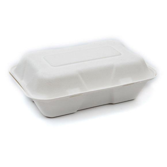 BAGASSE CLAMSHELL BOX 9X6 INCH- PACK OF250