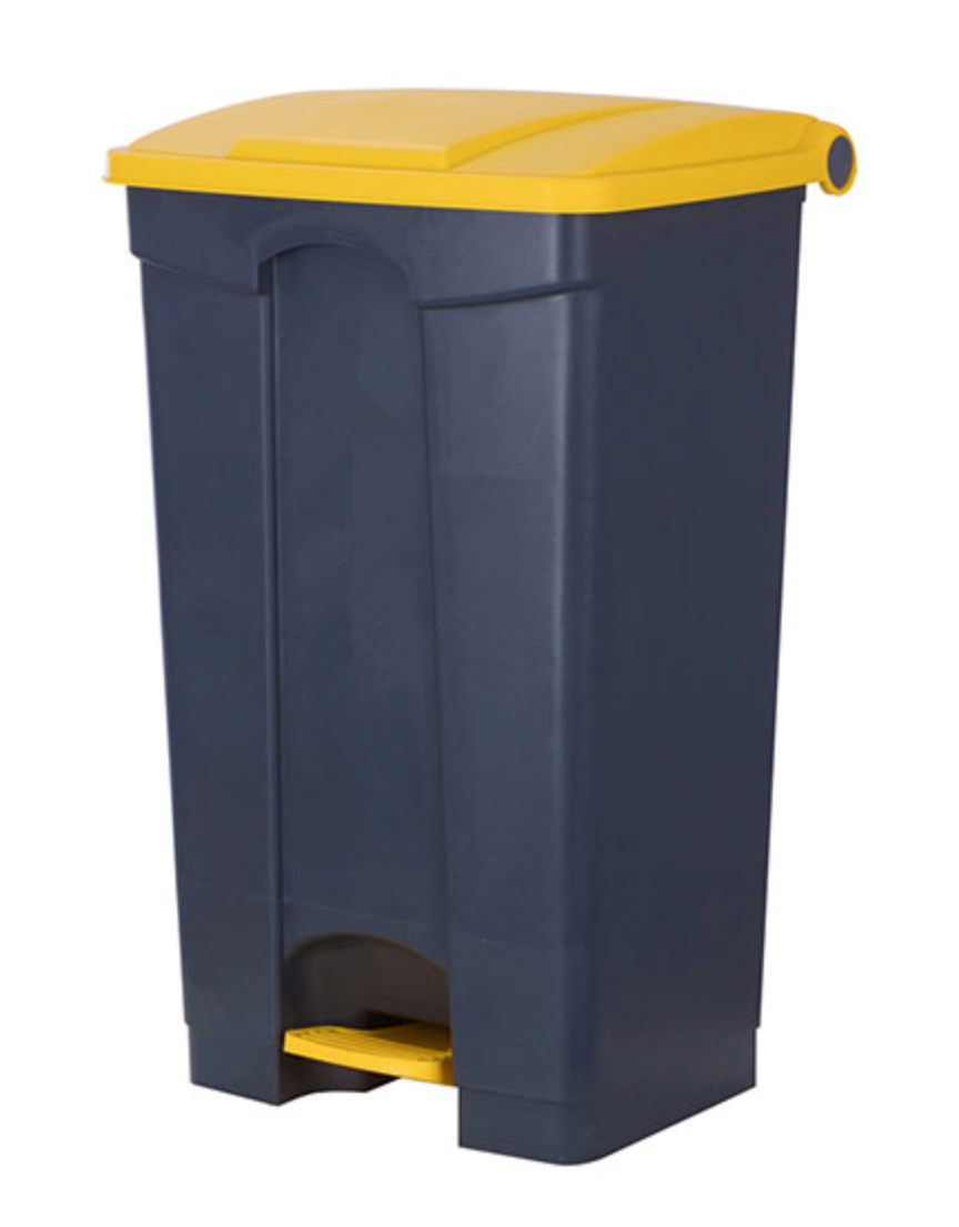 87L WASTE BIN WITH YELLOW LID & PEDAL – Wholesale Catering